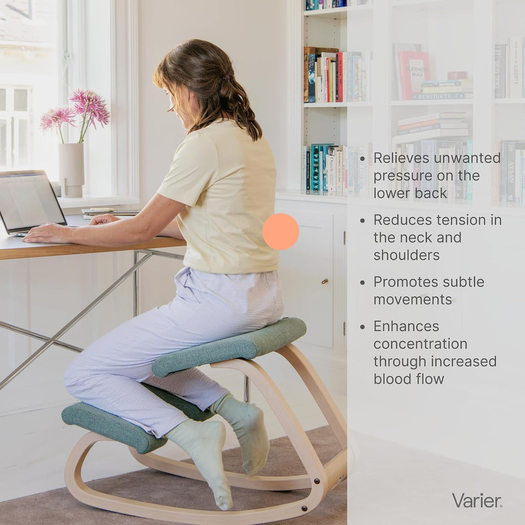 Varier Variable Black/Grey Ergonomic Office Kneeling Chair for Desk – Back Pain Relief, Rocking Seat for Home, Study & Posture Support – 10 Year Quality Guarantee