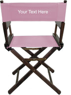 TLT Personalized Imprinted Contemporary 18 Inch Table Height Walnut Frame Director's Chair - Light Pink