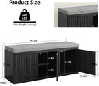 2-Tier Shoe Storage Bench with Cushion, 41.3" Entryway Bench with Padded Seat Cushion, Hidden Shoe Cabinet Storage for Hallway, Living Room, Bedroom,Black