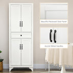HOMCOM 67" Tall Freestanding Kitchen Pantry Cabinet, 4-Door Storage Cabinet with Drawer and Adjustable Shelves for Dining Room, White