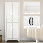 67" Tall Kitchen Pantry Cabinet, 4-Door Storage with Drawer & Adjustable Shelves, Stylish White Cabinet for Dining Room