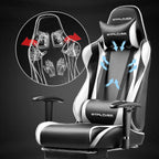 GTPLAYER Gaming Chair with Footrest, Ergonomic Computer Game Desk Chair, Recline Gaming Chair Seat Height Adjustment, Swivel Rocker with Headrest and Lumbar (White)