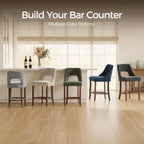 UVV Bar Stools Set of 4, Upholstered Counter Height Bar Stools, Modern Counter Stools with Wood Legs for Kitchen Island Dining Room Bar, Green