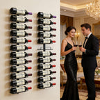 Wall Mount Wine Rack – 24 Bottles – Black Metal Wine Bottle Holder for Wall, Wine Rack Display for Home Bar, Kitchen