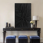 SAFERRYHOME Black Abstract Textured Minimalist Wall Art - 3D Contemporary Dimensional for Home Office Living Room Modern Wall Decor Framed - 24"x36"