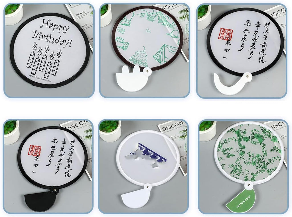 Custom Round Folding Hand Fans, Personalized Logo/Photo/Text Fans for Wedding, Party, Advertising & Outdoor Events (100pcs)
