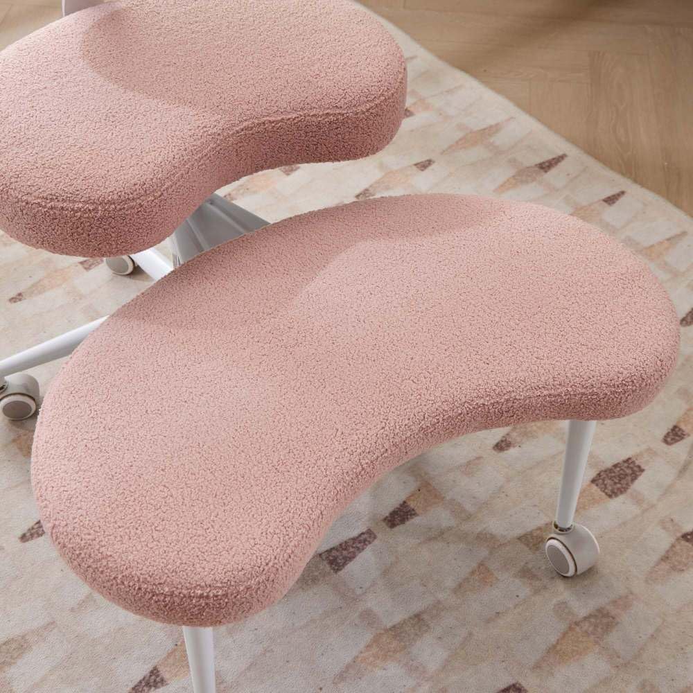 Saiveina Meditation Chair Plus, Cross Legged Chair with Wheels, ADHD Chair, Criss Cross Desk Chair with Lumbar Support and Adjustable Stool, Flexible Design for Fidgety Sitters, Pink