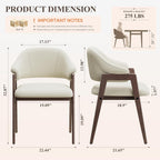 MALOL Wooden Dining Chairs Set of 4, Modern Fabric Upholstered Dining Room Chair, Kitchen Side Chairs, Farmhouse Dinner Chair with Curved Open Back for Kitchen, Beige