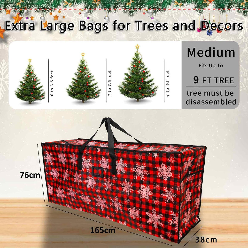 Plastic Waterproof Christmas Tree Bag - Large Storage Box with Reinforced Handles and Dual Zippers for 9ft Artificial Holiday Trees