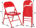 VECELO All-Steel Folding Chair Set of 4, Heavy Duty Metal Foldable Chairs, Double Hinged, Stackable Commercial Seating for Indoor Outdoor Events, Wedding, Party, Patio, Office