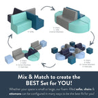 Children's Factory Large Contour Chair, Mix-and-Match Kids Chairs, Sofas, Corner Ottomans and Cubes, Foam-Filled and Water-Resistant, Flexible Seating for Classroom Elementary, Gray Chair