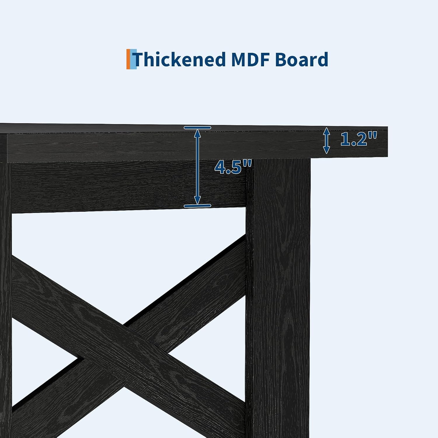 71" Farmhouse Dining Table for 6-8 Person, Large Rectangular Wood Dining Room Table Only, Rock-Strong Thick Base & Heavy Duty Triangular Legs for Kitchen, Office & Restaurant, Black