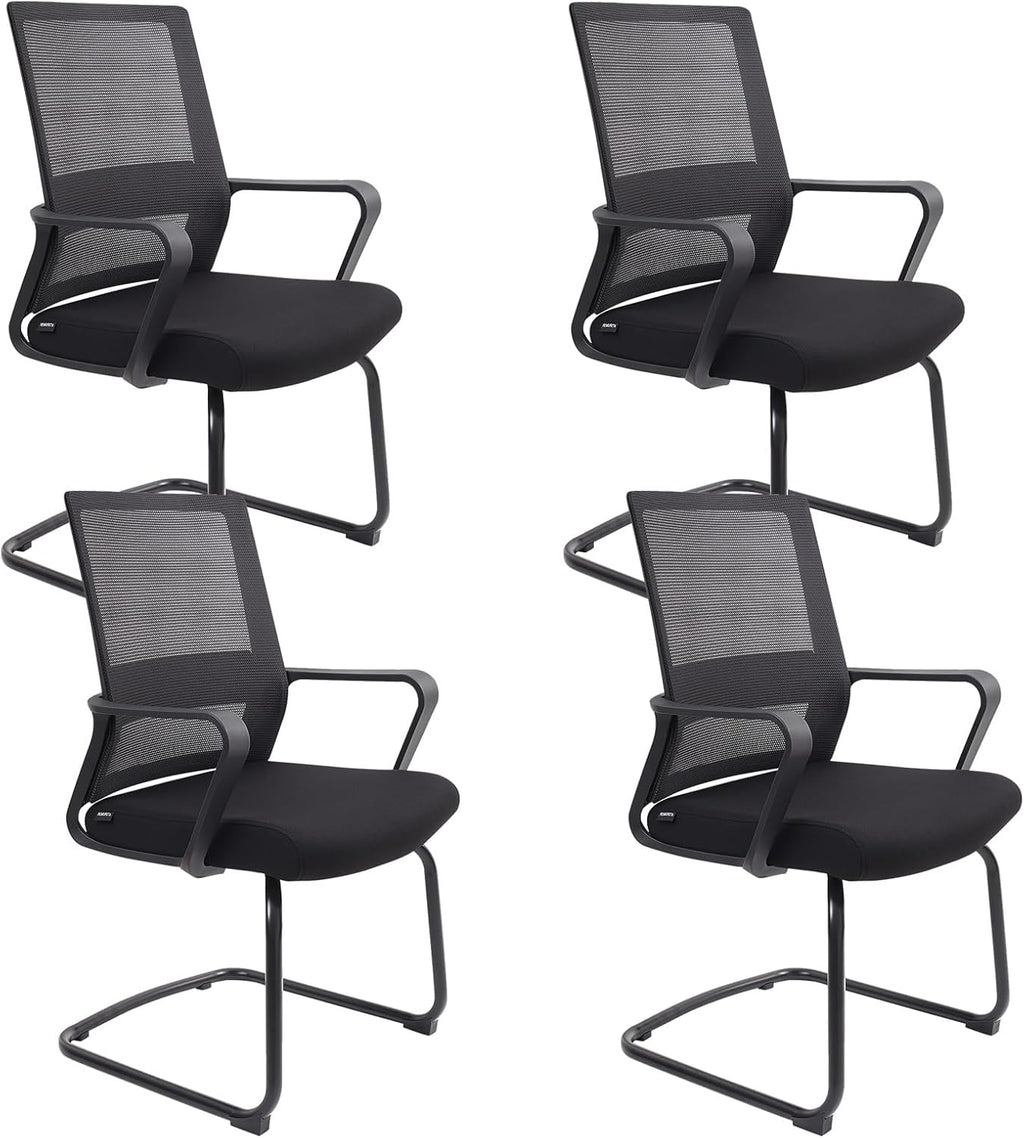 Office Guest Chairs Mid Back Reception Chairs Set of 4 Computer Side Chair with Lumbar Support for Home Waiting Area Conference Room Bedroom Carpet