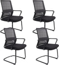 Office Guest Chairs Mid Back Reception Chairs Set of 4 Computer Side Chair with Lumbar Support for Home Waiting Area Conference Room Bedroom Carpet