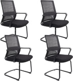 Office Guest Chairs Mid Back Reception Chairs Set of 4 Computer Side Chair with Lumbar Support for Home Waiting Area Conference Room Bedroom Carpet