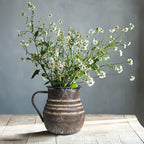 Rustic Metal Farmhouse Vase Shabby Chic Small Pitcher Fall Vase Brown Decorative Vase for Farmhouse Kitchen Decor