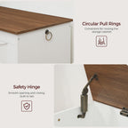 MAHANCRIS 39.4" Toy Chest, Sturdy Entryway Storage Chest with Safety Hinges, Retro Toy Box, Wooden Look Accent Furniture for Living Room, Bedroom, White+Walnut SCBZ48101