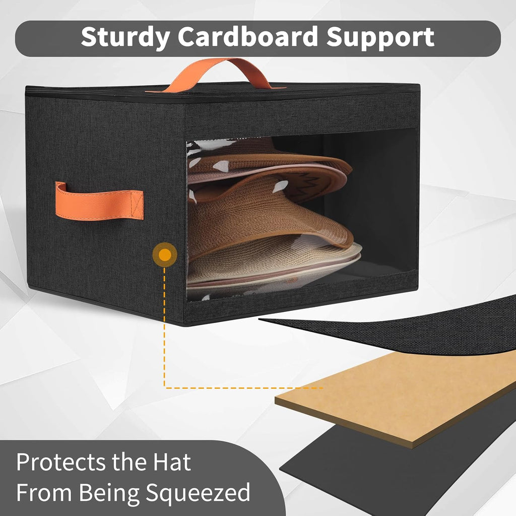 kushon Upgraded Hat Storage Box for Women & Men,Closet Hat Boxes Organizer Bag with Dustproof Lids,Cowboy Hat Box,Hat Carrier Case For Travel