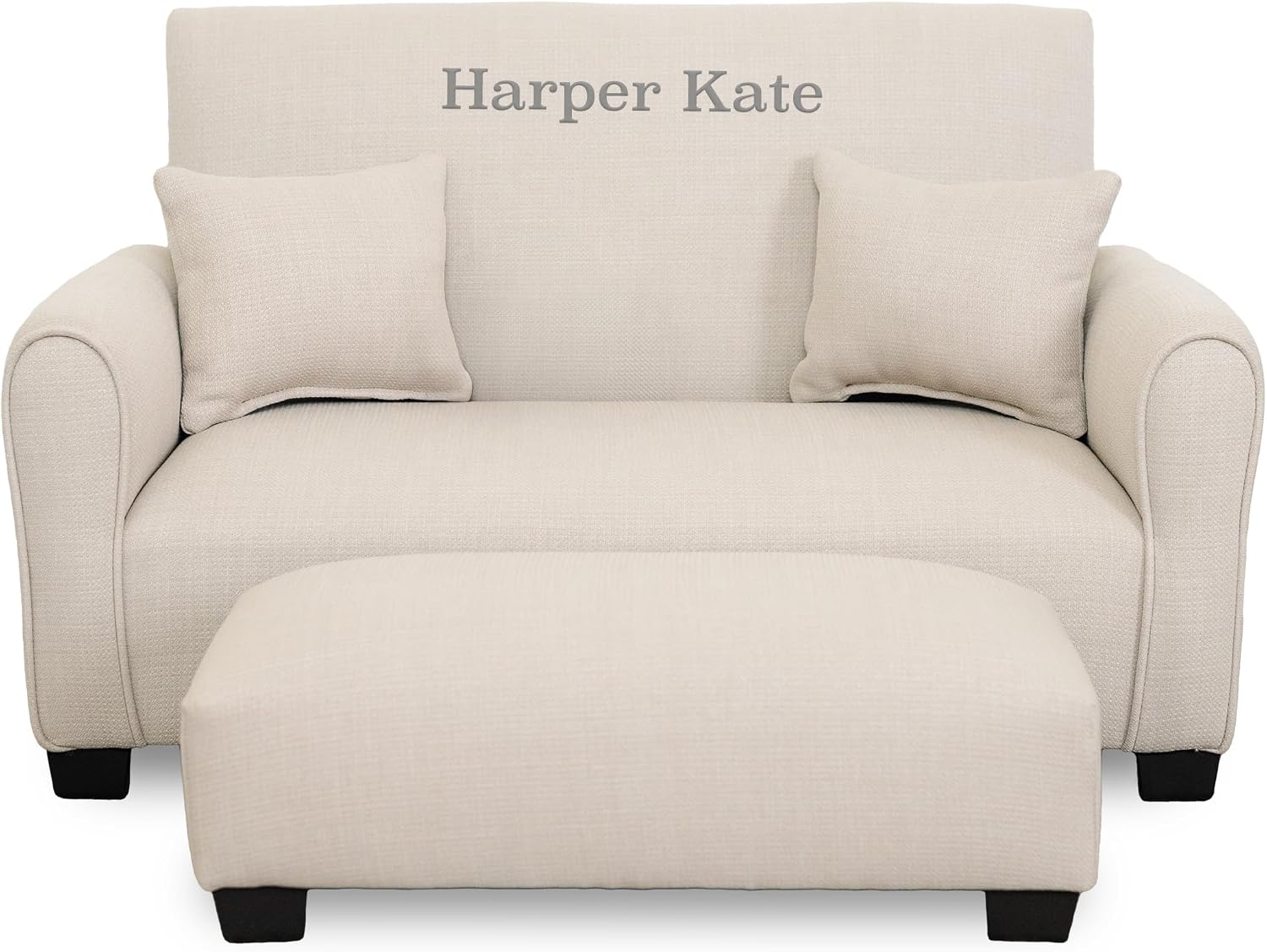 Customized Toddler Upholstered Sofa with Ottoman and Pillows