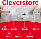 Rubbermaid Cleverstore Clear 32 Qt, 6 Pack Stackable Plastic Storage Bins with Lids, Great for Closet and Laundry Storage, Organizing in the Home