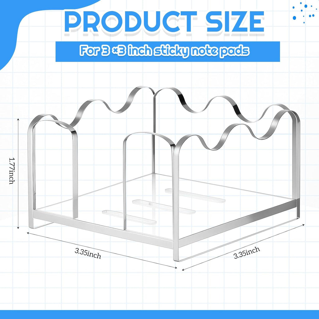 AceOrbit 1pc Scalloped Acrylic Sticky Note Holder, 3x3 Inch Clear Cute Notepad Holder Sticky Note Dispenser with Wave Design, Thick Acrylic Desk Organizer for Office, Home, Dorm, Classroom Desk