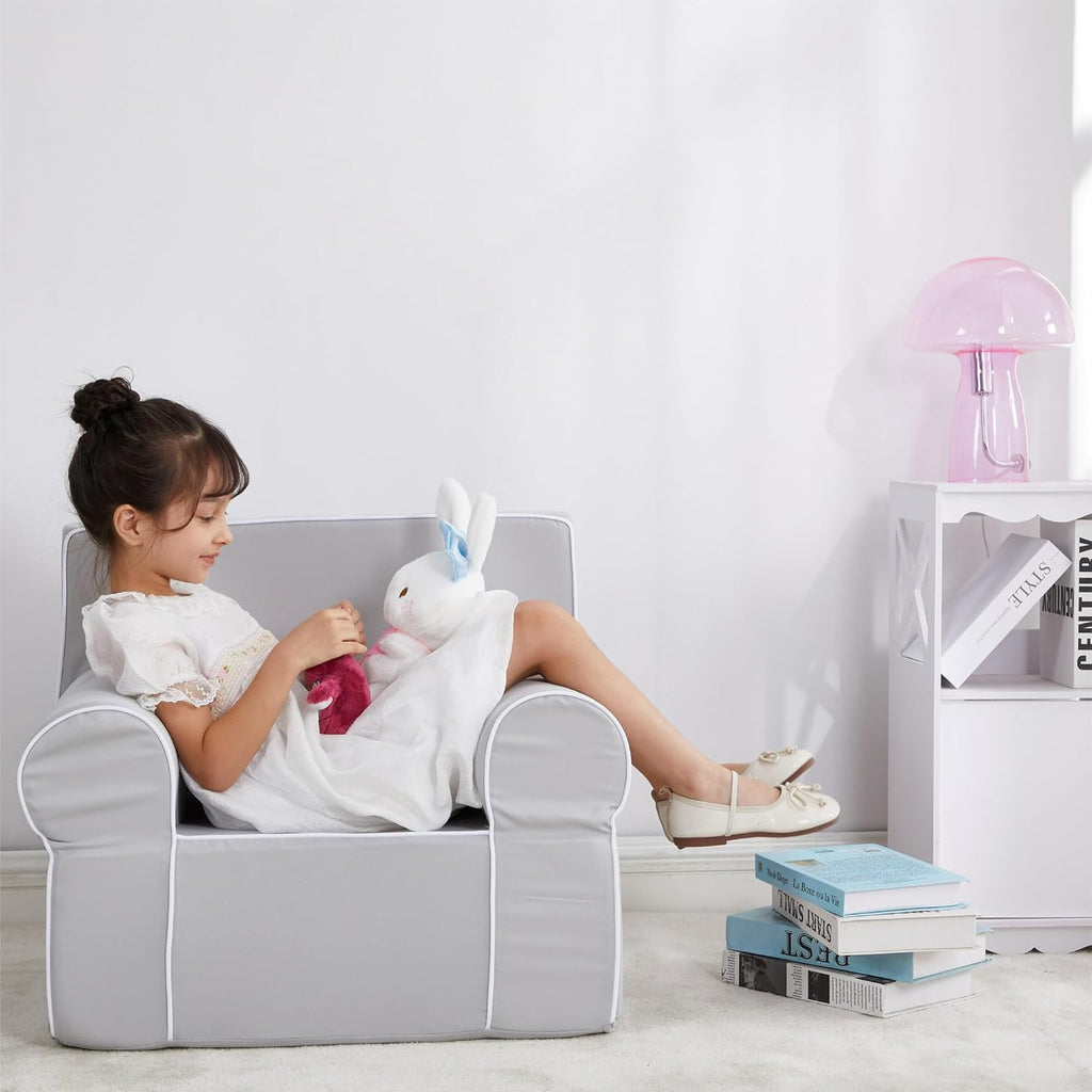 Heritage Kids Grey Everywhere Foam Armchair with Carry Handle and Removable Cover,25"x21"x22",Ages 3+