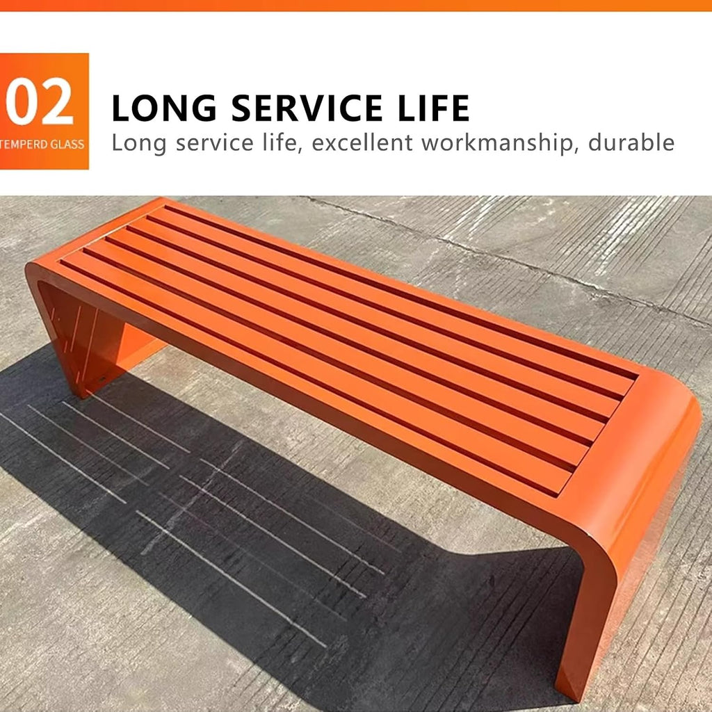 Garden Bench Outdoor Weatherproof Porch Benches Curved Backless Natural Style Oiled Finish Never Deformation or Fade fit for Porch Pool Garden Lawn Clearance(White,150cm/59in)