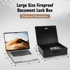 Fireproof Document Box, Fire Resistant Safe Box with Key Lock for Home, Portable Fireproof Lock Box for Personal Items, Passport, Cash, Tablet, X Large 13.2" x 11" x 4.13"