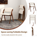 POWERSTONE Folding Chairs Set of 4 with Cushion, Modern Foldable Kitchen Dining Chairs with Rubber Wood Legs for Guests Home Office Wedding Party, No Assembly Walnut