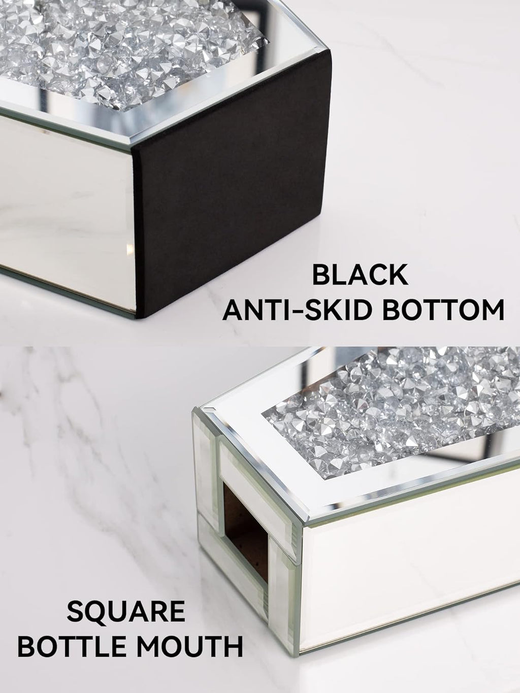 Flower Vase Crushed Diamond Vases for Decor Silver Mirror Vases for Centerpieces, Bling Crystal Decorative Glass Vase for Home Decor, 12 Inch - Can’t Hold Water