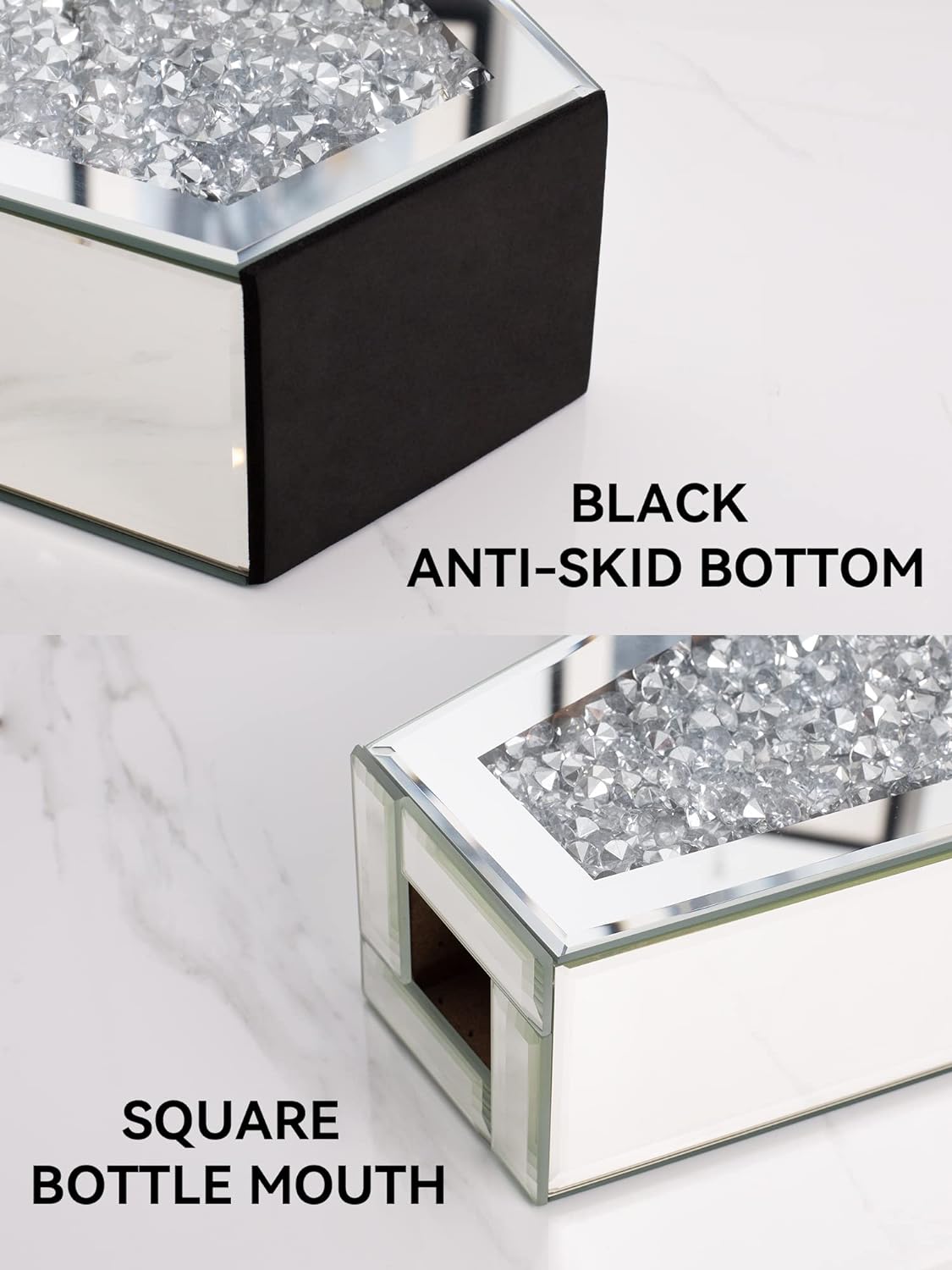Flower Vase Crushed Diamond Vases for Decor Silver Mirror Vases for Centerpieces, Bling Crystal Decorative Glass Vase for Home Decor, 12 Inch - Can’t Hold Water
