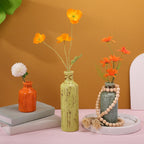 5 Pcs Rustic Country Tabletop Centerpieces Decor Set of 3 Boho Ceramic Vases with Wooden Serving Tray Wood Bead Garland Tassels Table Holder for Home Decorations(Mexican Color)