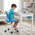 FurnitureR Rolling Study Mesh Desk Chair, Ergonomic Armless Compact Adjsutable Swivel Task Chair with Soft Cushion ad Plastic Mid-Back for Students Teens Children Kids, Sky Blue
