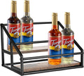 YQBRAO 2-Tier Coffee Syrup Organizer, 8-Bottle Rack, Rustic Brown | Holds up to 8 bottles in two raised rows for coffee bars, kitchens, counters, and beverage stations.