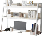 Desk Hutch with Ladder Bookshelf, White Desktop Organizer Shelf for Computer Desk, Dorm Room, Home Office – Large