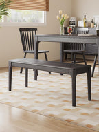 Dining Bench, Wood Bench Solid Oak Wooden Bench Indoor Dining Room Table Home Bedroom Bed End Restaurant Modern Hallway Furniture (Black, 60" W x 13.8" D x 17.7" H)