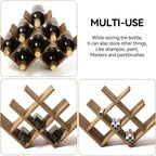 KIRIGEN Wooden Wine Rack, 8-Bottle 3-Tier Countertop Wine Holder, Brown | 16.73 x 5.91 x 11.14 In, Holds 8 Standard Wine Bottles for Cabinets, Pantry Shelves, and Kitchen Counter, Assembly Required