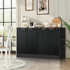 55" Fluted Buffet Sideboard Cabinet, Modern Accent Credenza Table | Adjustable Shelves, CARB P2 Certified Wood Console Cabinet for Kitchen, Dining Room, Living Room, Entryway