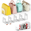 Clear Purse Organizer for Closet, Adjustable Purse Storage Handbag Storage Shelf Dividers, 2 Set Plastic Clutch Dividers for Closet Organizers Perfect for Purse Handbag Books