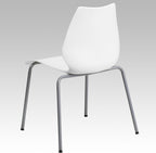 Flash Furniture Hercules Series Modern Plastic Stacking Event/Waiting Room Chairs, Ergonomic Lobby Chairs with Contoured Seats, Set of 5, White/Silver