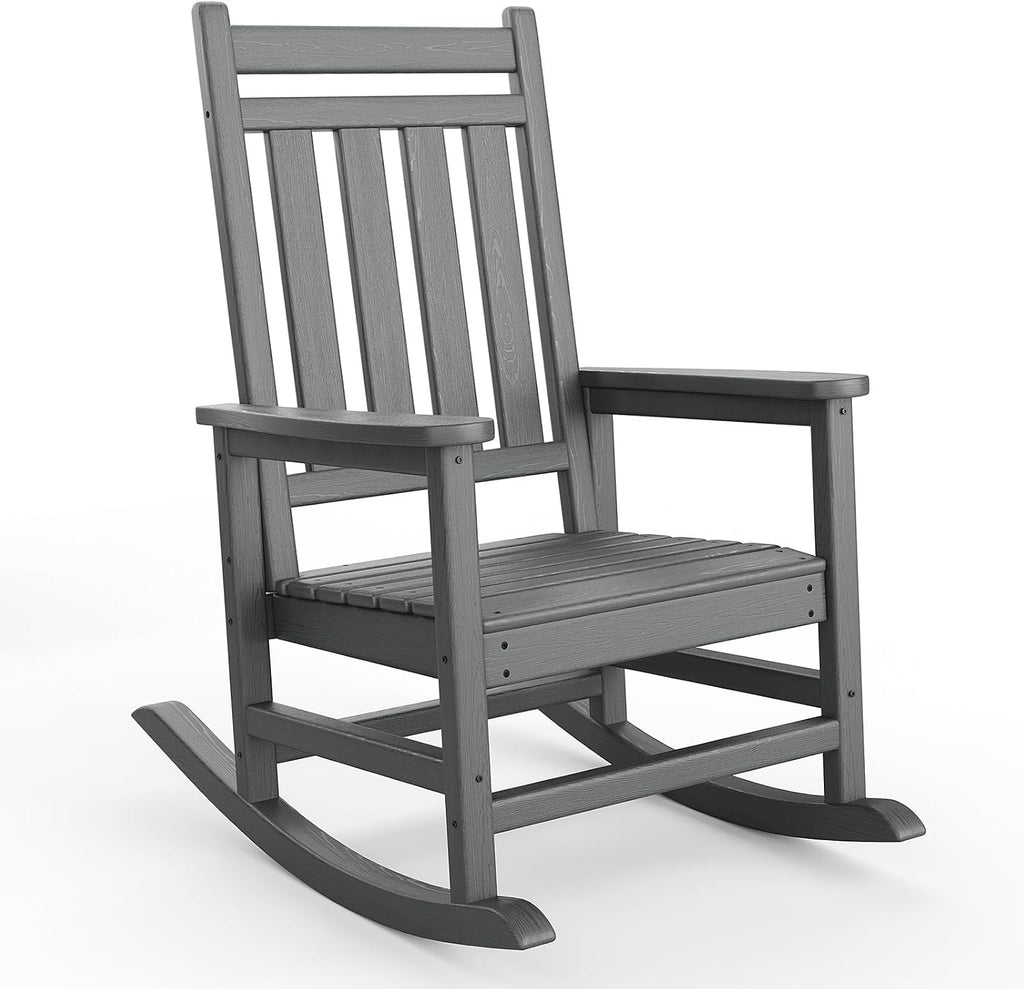 Garvee 2-Tier Outdoor Rockiong Chair 18 x 15 inch, HDPE Patio End Tables for Pool Deck Indoor Backyard, Gray