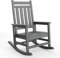 Garvee 2-Tier Outdoor Rockiong Chair 18 x 15 inch, HDPE Patio End Tables for Pool Deck Indoor Backyard, Gray