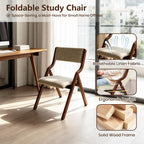 CangLong Foldable Chair Set of 2, Walnut+Light Coffee | Padded Fabric Chairs with Solid Wood Frame, Stackable and Assembled, for Guests Kitchen Office Wedding Party