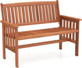 Tangkula Outdoor Wood Garden Bench, 2-Person Patio Park Bench with Backrest, Armrests and Slatted Seat, Outside Loveseat Furniture for Front Porch, Balcony, Deck and Yard