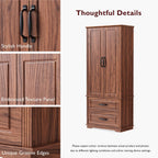 71" Farmhouse Kitchen Pantry Cabinet with 2 Large Drawers,Wood Freestanding Cupboard Cabinet with 8 Door Shelves and 3 Shelves for Kitchen,Dining Room,Living Room,Laundry (Brown)