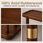 Narrow Side Table, 2-Tier Solid Wood Slim End Table for Small Spaces, 7.5-Inch Skinny Nightstand with Tray Top Storage Shelf for Bedroom, Living Room, Sofa Side, Red Brown