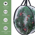 2-Pack Christmas Wreath Storage Container 24'', Clear Wreath Storage Bags with Dual Zippers for Xmas Seasonal Thanksgiving Holiday Artificial Wreath Storage