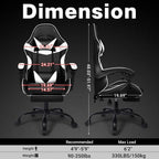 Xcity Gaming Chair, Height Adjustable Desk Chair with 90°-155° Reclining Backrest & Footrest,Ergonomic Computer Chair Supports Up to 330 lbs for Gamer, Office and Home (Black & White)