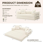 GRUSIGN 78 Inch Convertible Sofa Bed, 5-in-1 Futon Sofa Bed Pull Out Couch, Boneless Couch Bed for Living Room, Corduroy Boneless Couches for Bedroom, Apartment, No Assembly Sleeper Sofa Bed, Beige