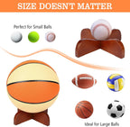 2-Pack Wooden Ball Display Stand - Solid Wood Sports Ball Holder for Football, Basketball, Rugby, Soccer, Volleyball Memorabilia - Premium Ball Display Case Base
